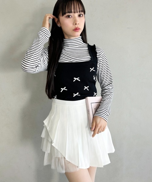Loueme（ルエム）の「チュールティアードプリーツミニスカパン（スカート・レディース・ブラック/ホワイト/グレー・M/S）」の12枚目の写真
