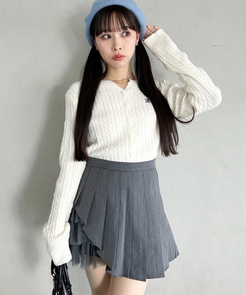Loueme（ルエム）の「チュールティアードプリーツミニスカパン（スカート・レディース・ブラック/ホワイト/グレー・M/S）」の6枚目の写真