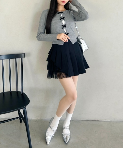 Loueme（ルエム）の「チュールティアードプリーツミニスカパン（スカート・レディース・ブラック/ホワイト/グレー・M/S）」の19枚目の写真