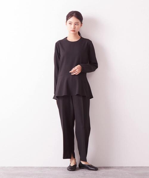 Lourmarin（ルールマラン）の「メランジツイルタックテーパードパンツ（その他パンツ・レディース・ブラック/ライトベージュ・2/3）」の5枚目の写真