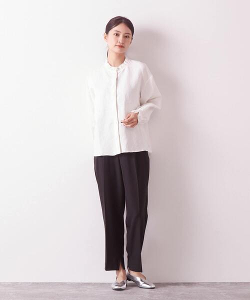 Lourmarin（ルールマラン）の「メランジツイルタックテーパードパンツ（その他パンツ・レディース・ブラック/ライトベージュ・2/3）」の15枚目の写真