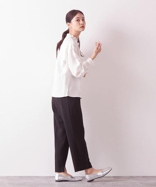 Lourmarin（ルールマラン）の「メランジツイルタックテーパードパンツ（その他パンツ・レディース・ブラック/ライトベージュ・2/3）」の17枚目の写真