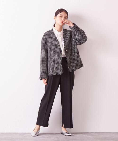 Lourmarin（ルールマラン）の「メランジツイルタックテーパードパンツ（その他パンツ・レディース・ブラック/ライトベージュ・2/3）」の19枚目の写真