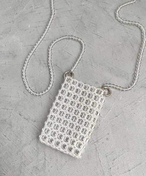 Me%（ミィパーセント）の「2WAYスマホビーズポーチ 104972（ショルダーバッグ・レディース・クリア/ホワイト/シルバー・FREE）」の6枚目の写真