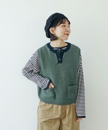 ネパール手編み ミニポケット配色ベスト