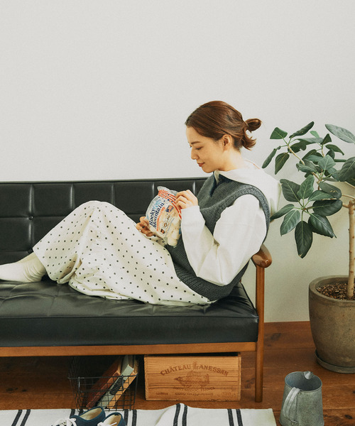 PAR ICI(パーリッシィ)の「ネパール手編み ミニポケット配色ベスト(ベスト・レディース・グリーン/ベージュ・FREE)」の12枚目の写真