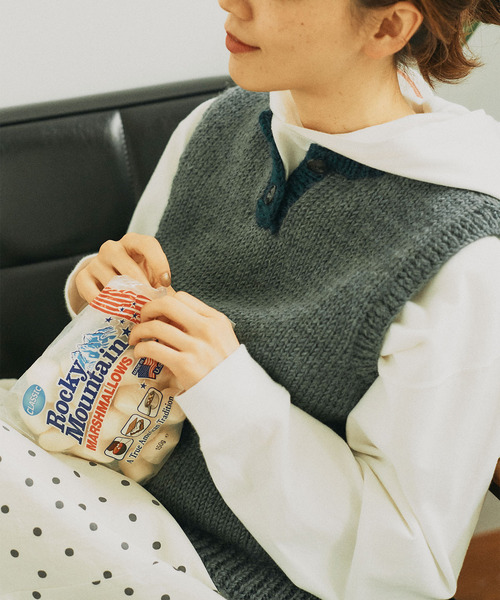 PAR ICI(パーリッシィ)の「ネパール手編み ミニポケット配色ベスト(ベスト・レディース・グリーン/ベージュ・FREE)」の15枚目の写真