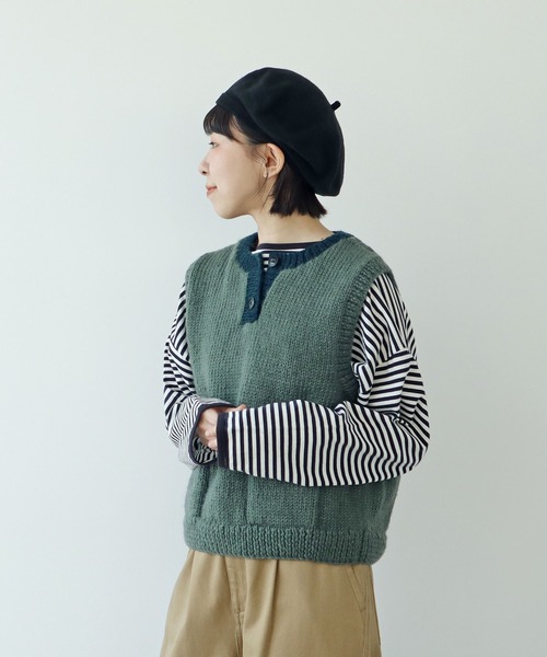 PAR ICI(パーリッシィ)の「ネパール手編み ミニポケット配色ベスト(ベスト・レディース・グリーン/ベージュ・FREE)」の22枚目の写真