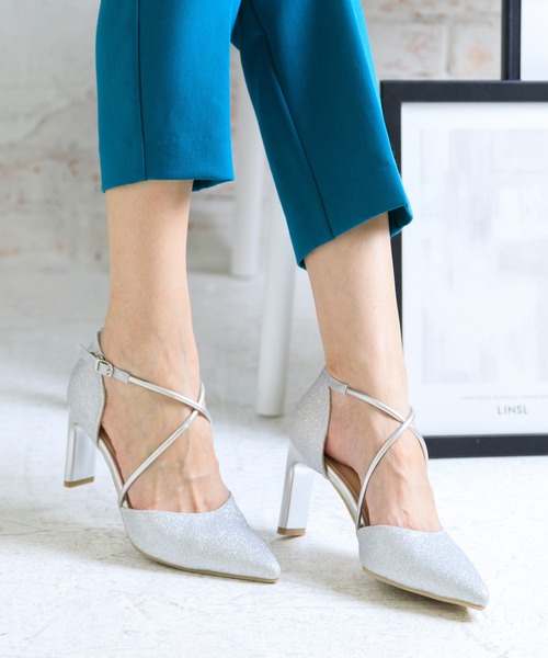 attagirl（アタガール）の「クロスストラップセパレートパンプス（パンプス・レディース・ブラック/アイボリー/シルバー系その他/ブラック系その他・LL/L/M/S）」の4枚目の写真