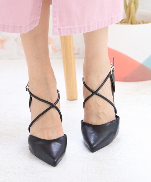 attagirl（アタガール）の「クロスストラップセパレートパンプス（パンプス・レディース・ブラック/アイボリー/シルバー系その他/ブラック系その他・LL/L/M/S）」の2枚目の写真