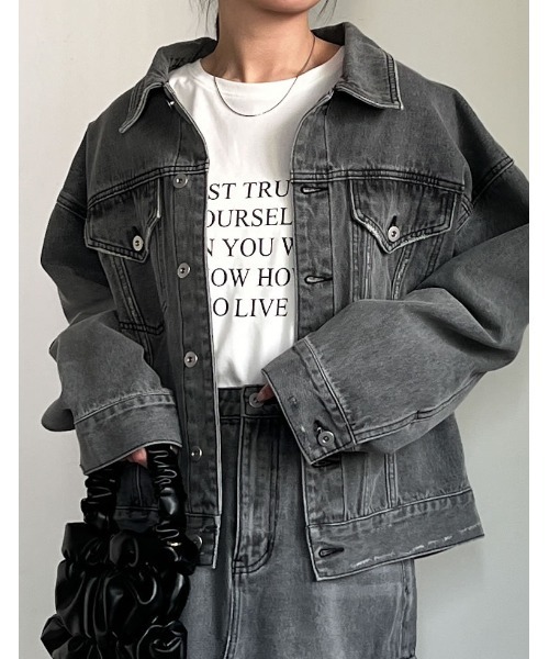 Re:EDIT（リエディ）の「[神山まりあさん着用][2024SS COLLECTION]コットンデニムジャケット（デニムジャケット・レディース・ライトブルー/ブルー/グレー/ネイビー系・MEDIUM/LARGE）」の11枚目の写真