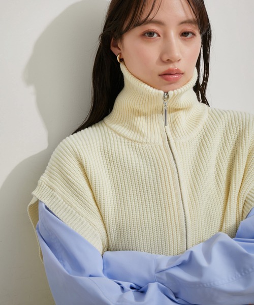 VIS（ビス）の「【EC/一部店舗限定】Wジップニットベスト（ベスト・レディース・ブラック/グレー/キナリ・FREE）」の12枚目の写真