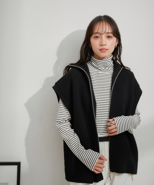 VIS（ビス）の「【EC/一部店舗限定】Wジップニットベスト（ベスト・レディース・ブラック/グレー/キナリ・FREE）」の10枚目の写真