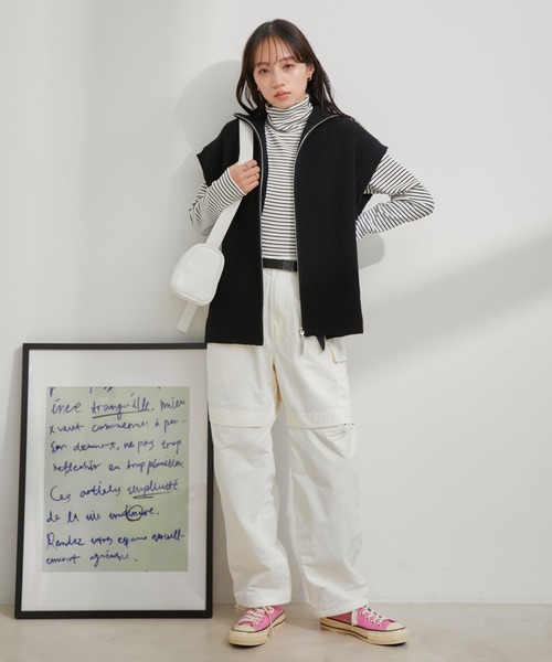 VIS（ビス）の「【EC/一部店舗限定】Wジップニットベスト（ベスト・レディース・ブラック/グレー/キナリ・FREE）」の7枚目の写真