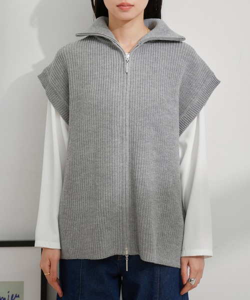 VIS（ビス）の「【EC/一部店舗限定】Wジップニットベスト（ベスト・レディース・ブラック/グレー/キナリ・FREE）」の22枚目の写真