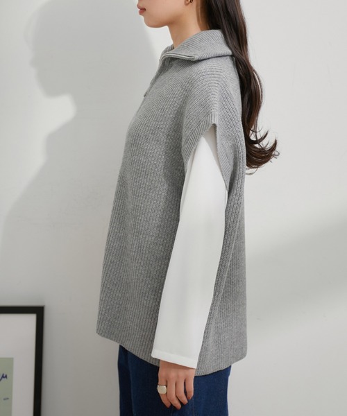 VIS（ビス）の「【EC/一部店舗限定】Wジップニットベスト（ベスト・レディース・ブラック/グレー/キナリ・FREE）」の21枚目の写真