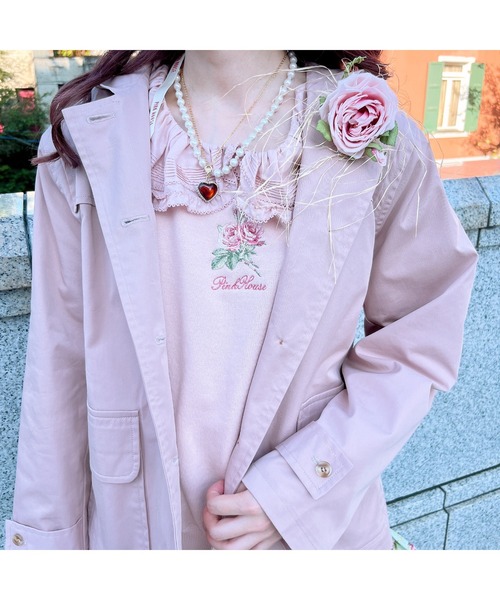 PINK HOUSE(ピンクハウス)の「ブロッサムローズ刺繍トレーナー(スウェット・レディース・ミント/ピンク/アイボリー/ブラック・フリー)」の4枚目の写真