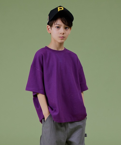 PAIRMANON STREET（ペアマノンストリート）の「【PAIRMANON STREET】半袖 ビッグシルエット ガゼット ワッフル Tシャツ（Tシャツ/カットソー・キッズ・ベージュ系その他/ライトグリーン/ホワイト系その他/オレンジ/ブルー系その他/パープル/ネイビー/ブラック・110/150/120/90/130/140/100）」の7枚目の写真