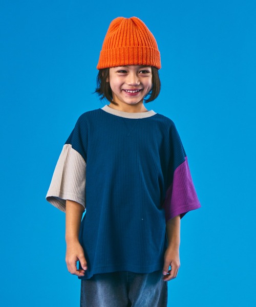 PAIRMANON STREET（ペアマノンストリート）の「【PAIRMANON STREET】半袖 ビッグシルエット ガゼット ワッフル Tシャツ（Tシャツ/カットソー・キッズ・ベージュ系その他/ライトグリーン/ホワイト系その他/オレンジ/ブルー系その他/パープル/ネイビー/ブラック・110/150/120/90/130/140/100）」の6枚目の写真