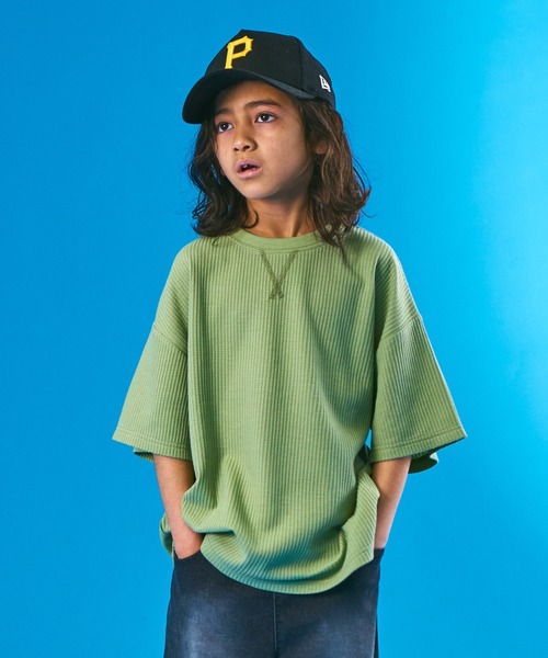 PAIRMANON STREET（ペアマノンストリート）の「【PAIRMANON STREET】半袖 ビッグシルエット ガゼット ワッフル Tシャツ（Tシャツ/カットソー・キッズ・ベージュ系その他/ライトグリーン/ホワイト系その他/オレンジ/ブルー系その他/パープル/ネイビー/ブラック・110/150/120/90/130/140/100）」の5枚目の写真