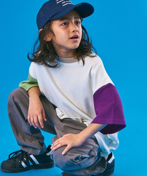 PAIRMANON STREET（ペアマノンストリート）の「【PAIRMANON STREET】半袖 ビッグシルエット ガゼット ワッフル Tシャツ（Tシャツ/カットソー・キッズ・ベージュ系その他/ライトグリーン/ホワイト系その他/オレンジ/ブルー系その他/パープル/ネイビー/ブラック・110/150/120/90/130/140/100）」の11枚目の写真