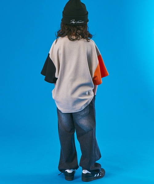 PAIRMANON STREET（ペアマノンストリート）の「【PAIRMANON STREET】半袖 ビッグシルエット ガゼット ワッフル Tシャツ（Tシャツ/カットソー・キッズ・ベージュ系その他/ライトグリーン/ホワイト系その他/オレンジ/ブルー系その他/パープル/ネイビー/ブラック・110/150/120/90/130/140/100）」の18枚目の写真