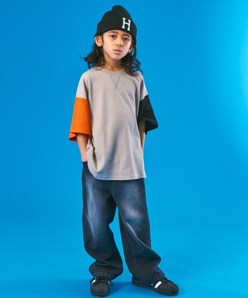 PAIRMANON STREET（ペアマノンストリート）の「【PAIRMANON STREET】半袖 ビッグシルエット ガゼット ワッフル Tシャツ（Tシャツ/カットソー・キッズ・ベージュ系その他/ライトグリーン/ホワイト系その他/オレンジ/ブルー系その他/パープル/ネイビー/ブラック・110/150/120/90/130/140/100）」の20枚目の写真