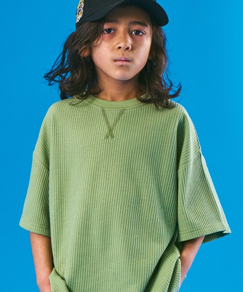 PAIRMANON STREET（ペアマノンストリート）の「【PAIRMANON STREET】半袖 ビッグシルエット ガゼット ワッフル Tシャツ（Tシャツ/カットソー・キッズ・ベージュ系その他/ライトグリーン/ホワイト系その他/オレンジ/ブルー系その他/パープル/ネイビー/ブラック・110/150/120/90/130/140/100）」の21枚目の写真