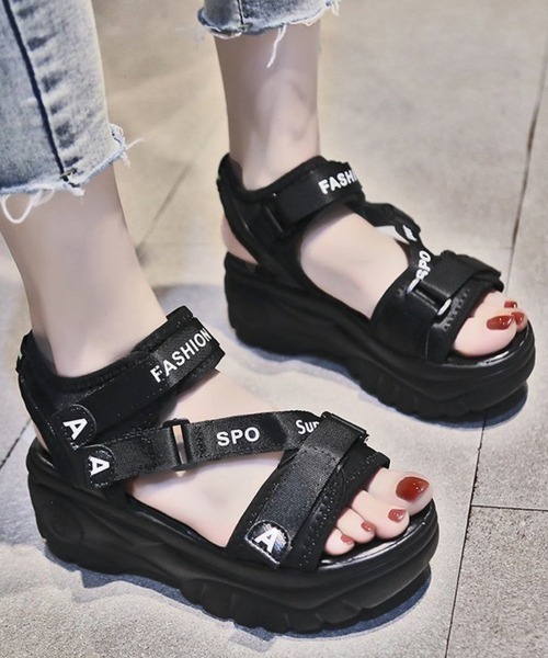 Miniministore(ミニミニストア)の「厚底スポーツサンダル ベルクロサンダル夏(サンダル・レディース・ブラック/ベージュ・23.0cm/23.5cm/24.0cm/24.5cm/22.5cm)」の5枚目の写真