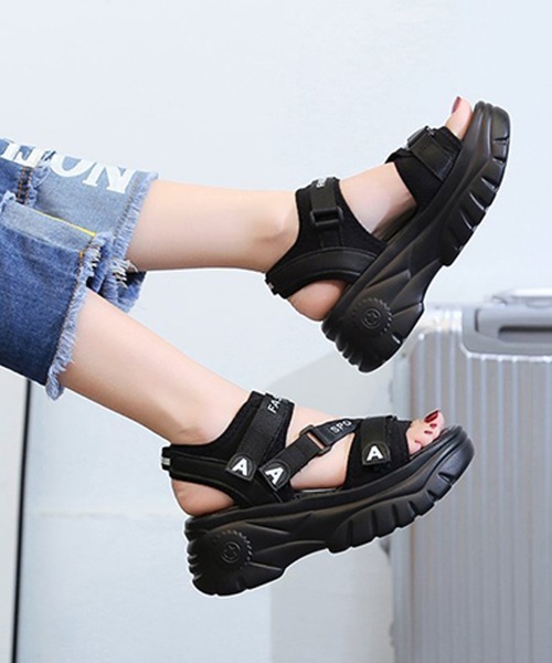 Miniministore(ミニミニストア)の「厚底スポーツサンダル ベルクロサンダル夏(サンダル・レディース・ブラック/ベージュ・23.0cm/23.5cm/24.0cm/24.5cm/22.5cm)」の9枚目の写真