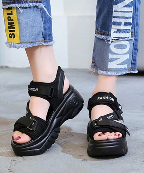 Miniministore(ミニミニストア)の「厚底スポーツサンダル ベルクロサンダル夏(サンダル・レディース・ブラック/ベージュ・23.0cm/23.5cm/24.0cm/24.5cm/22.5cm)」の10枚目の写真