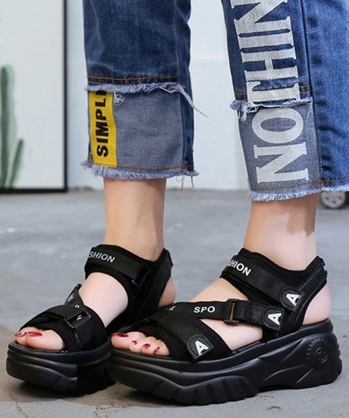 Miniministore(ミニミニストア)の「厚底スポーツサンダル ベルクロサンダル夏(サンダル・レディース・ブラック/ベージュ・23.0cm/23.5cm/24.0cm/24.5cm/22.5cm)」の11枚目の写真