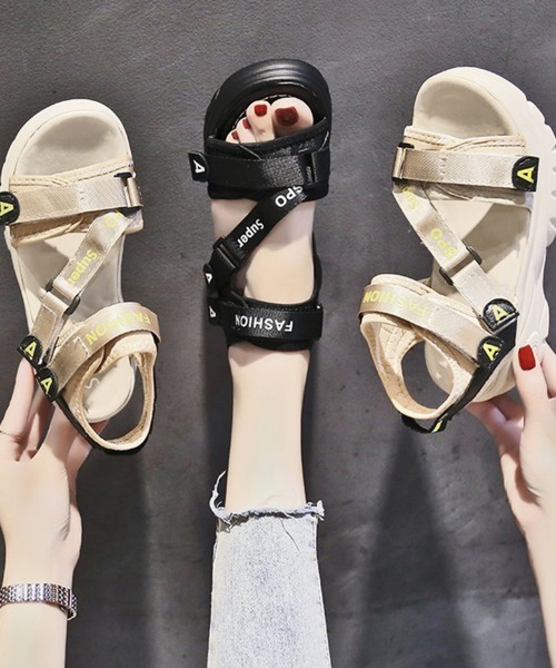 Miniministore(ミニミニストア)の「厚底スポーツサンダル ベルクロサンダル夏(サンダル・レディース・ブラック/ベージュ・23.0cm/23.5cm/24.0cm/24.5cm/22.5cm)」の14枚目の写真