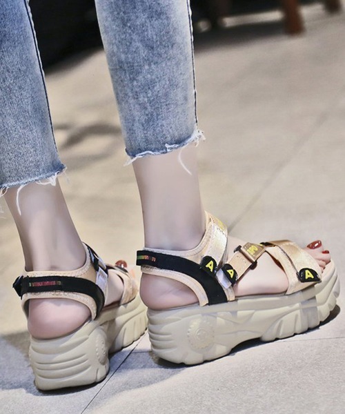 Miniministore(ミニミニストア)の「厚底スポーツサンダル ベルクロサンダル夏(サンダル・レディース・ブラック/ベージュ・23.0cm/23.5cm/24.0cm/24.5cm/22.5cm)」の19枚目の写真