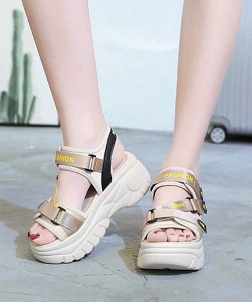 Miniministore(ミニミニストア)の「厚底スポーツサンダル ベルクロサンダル夏(サンダル・レディース・ブラック/ベージュ・23.0cm/23.5cm/24.0cm/24.5cm/22.5cm)」の22枚目の写真