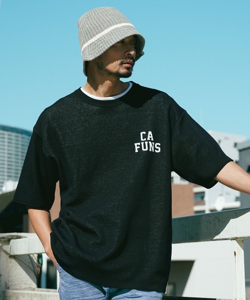 BAYFLOW(ベイフロー)の「HAPPYニットハーフスリーブプルオーバー(ニット/セーター・メンズ・チャコール/オフホワイト/ネイビー/ブルー/ライトグリーン・MEDIUM/SMALL/LARGE)」の10枚目の写真