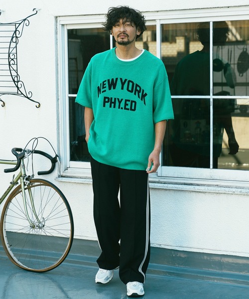 BAYFLOW(ベイフロー)の「HAPPYニットハーフスリーブプルオーバー(ニット/セーター・メンズ・チャコール/オフホワイト/ネイビー/ブルー/ライトグリーン・MEDIUM/SMALL/LARGE)」の18枚目の写真
