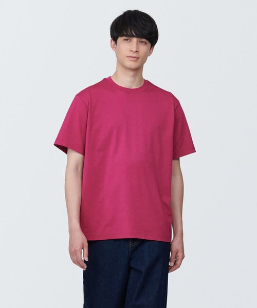 無印良品(ムジルシリョウヒン)の「紳士 天竺編みクルーネック半袖Tシャツ(Tシャツ/カットソー・メンズ・オレンジ/ホワイト/ピンク/グリーン/ブラック/グレー/ブルー/ネイビー系/ボルドー/イエロー系2/ダークグリーン・S/M/L/XL/XS)」の9枚目の写真