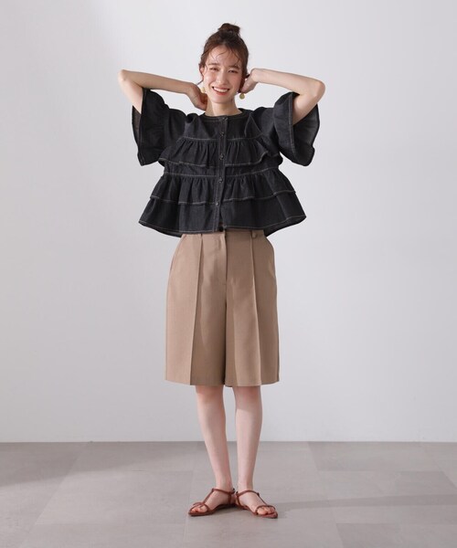 N.（N. Natural Beauty Basic）（エヌエヌナチュラルビューティーベーシック）の「◆フロントボタンラッフルブラウス（シャツ/ブラウス・レディース・ライトブルー/オフホワイト/ブラック系その他・MEDIUM）」の21枚目の写真