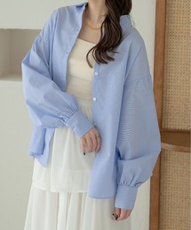 襟付きストライプビックシャツ/WEB/EC限定商品