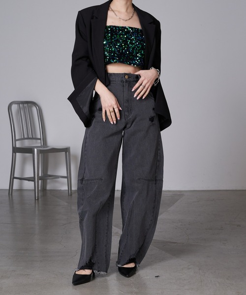 RAY CASSIN（レイカズン）の「スパンコールビスチェ（チューブトップ・レディース・ブラック/ブラック系その他/グレー・FREE）」の13枚目の写真