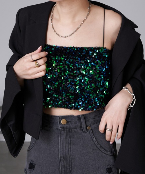 RAY CASSIN（レイカズン）の「スパンコールビスチェ（チューブトップ・レディース・ブラック/ブラック系その他/グレー・FREE）」の12枚目の写真