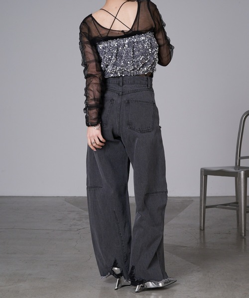 RAY CASSIN（レイカズン）の「スパンコールビスチェ（チューブトップ・レディース・ブラック/ブラック系その他/グレー・FREE）」の5枚目の写真