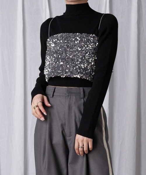 RAY CASSIN（レイカズン）の「スパンコールビスチェ（チューブトップ・レディース・ブラック/ブラック系その他/グレー・FREE）」の6枚目の写真