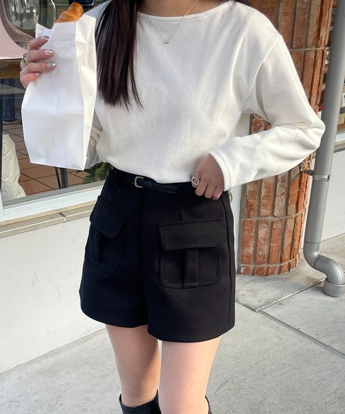 RiLi(リリ)の「手放せないコンパクトロンT【RL】(Tシャツ/カットソー・レディース・その他1/その他2/ホワイト/レッド・FREE)」の1枚目の写真