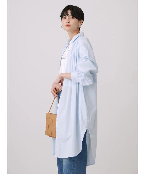 AMERICAN HOLIC(アメリカンホリック)の「バックギャザーシャツワンピース(シャツワンピース・レディース・ストライプ/サックスブルー/オフホワイト・M/L)」の14枚目の写真