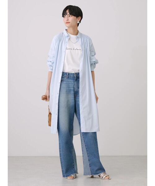 AMERICAN HOLIC(アメリカンホリック)の「バックギャザーシャツワンピース(シャツワンピース・レディース・ストライプ/サックスブルー/オフホワイト・M/L)」の16枚目の写真