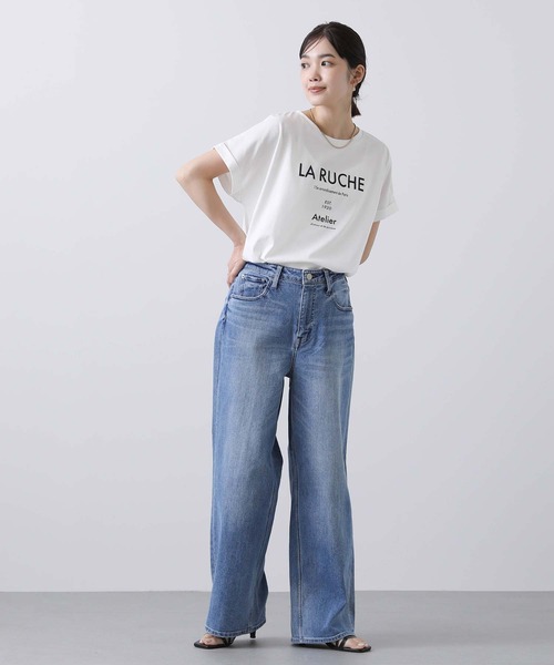 Gready Brilliant(グレディブリリアン)の「LARUCHEクルーネックTシャツ(Tシャツ/カットソー・レディース・オフホワイト/チャコールグレー・38)」の3枚目の写真