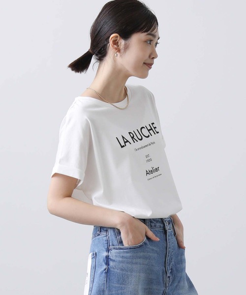 Gready Brilliant(グレディブリリアン)の「LARUCHEクルーネックTシャツ(Tシャツ/カットソー・レディース・オフホワイト/チャコールグレー・38)」の8枚目の写真