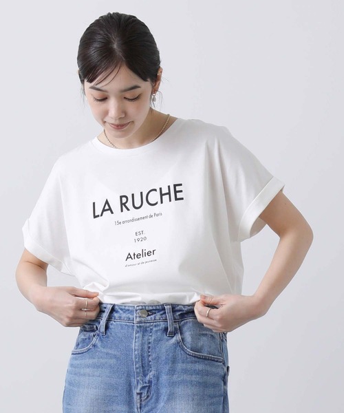 Gready Brilliant(グレディブリリアン)の「LARUCHEクルーネックTシャツ(Tシャツ/カットソー・レディース・オフホワイト/チャコールグレー・38)」の10枚目の写真